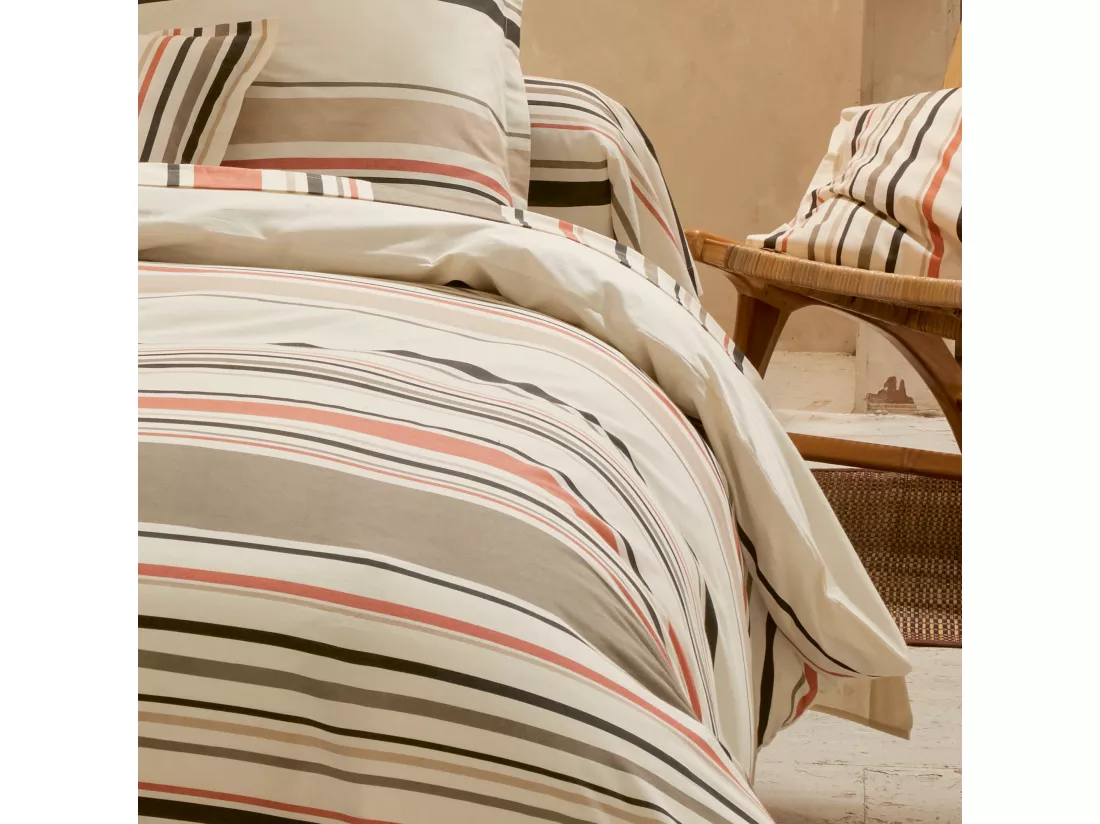 Drap plat 240x310 cm coton HUGO beige/corail