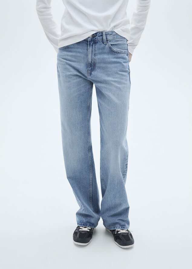 MANGO Miami medium-rise straight-fit jean Open blue