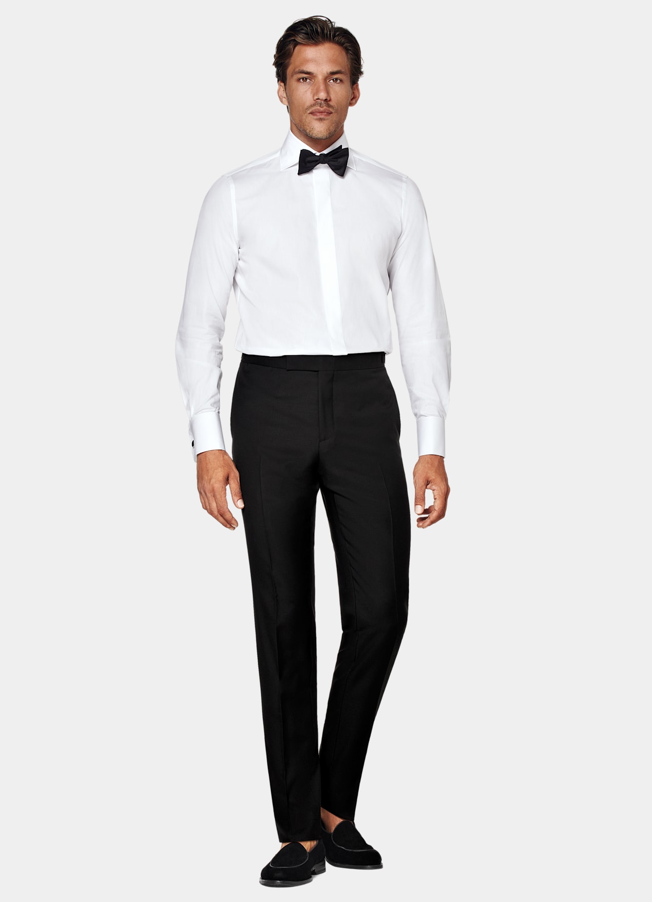 Chemise de smoking ajustée en twill blanche