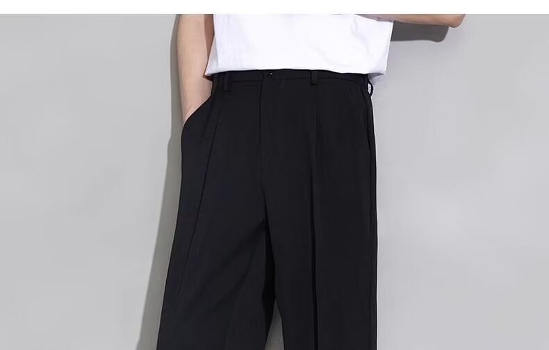 Cowpow - Mid Rise Plain Loose Fit Dress Pants