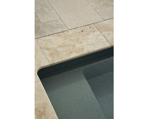 FLAIRSTONE Zwembadrand Roma Element recht beige 1 lange zijde afgerond 61x35x3 cm