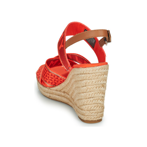 Tommy Hilfiger - TOMMY WEBBING HIGH WEDGE SANDAL - Orange
