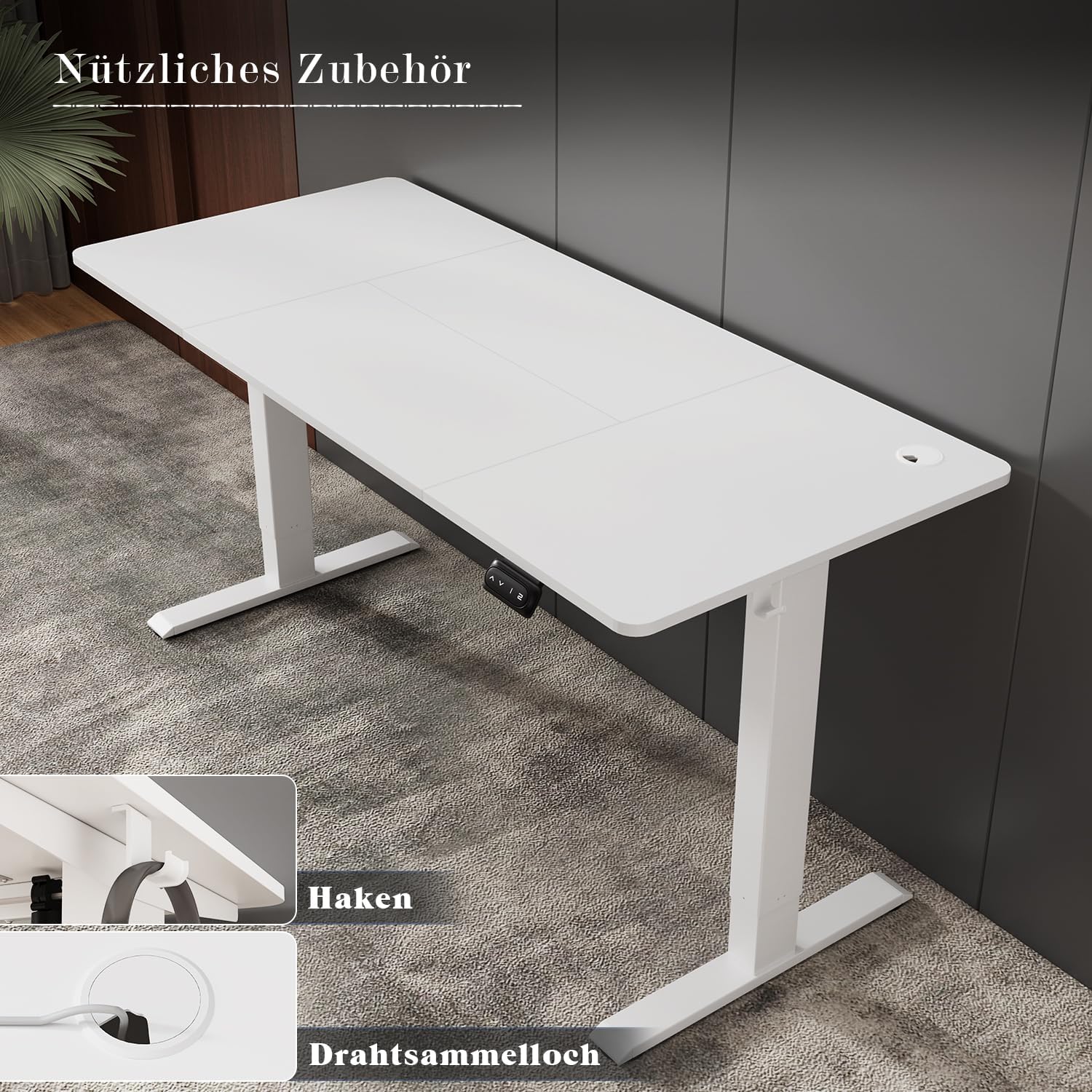 Flamaker Höhenverstellbarer Schreibtisch, Elektrischer Schreibtisch Höhenverstellbar für Steh-Sitz, Computertisch mit Memory-Funktion, Stabiler Tisch Standing Desk, Bürotisch,180 x 80 cm,Weißlich