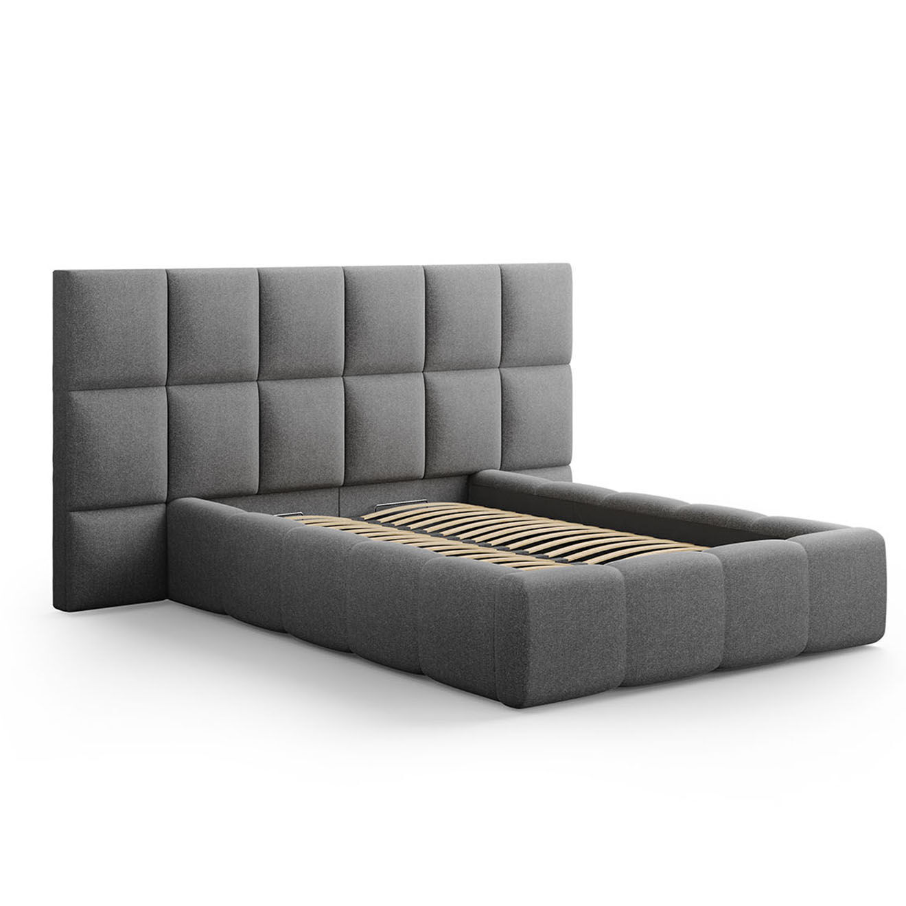 Maison Héritage Lit avec coffre de rangement Isa gris foncé - 230x200x125 cm