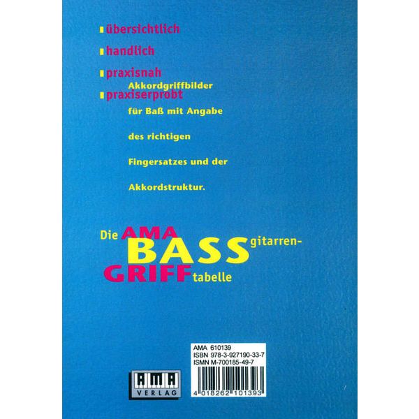 AMA Verlag Bassgitarren-Grifftabelle