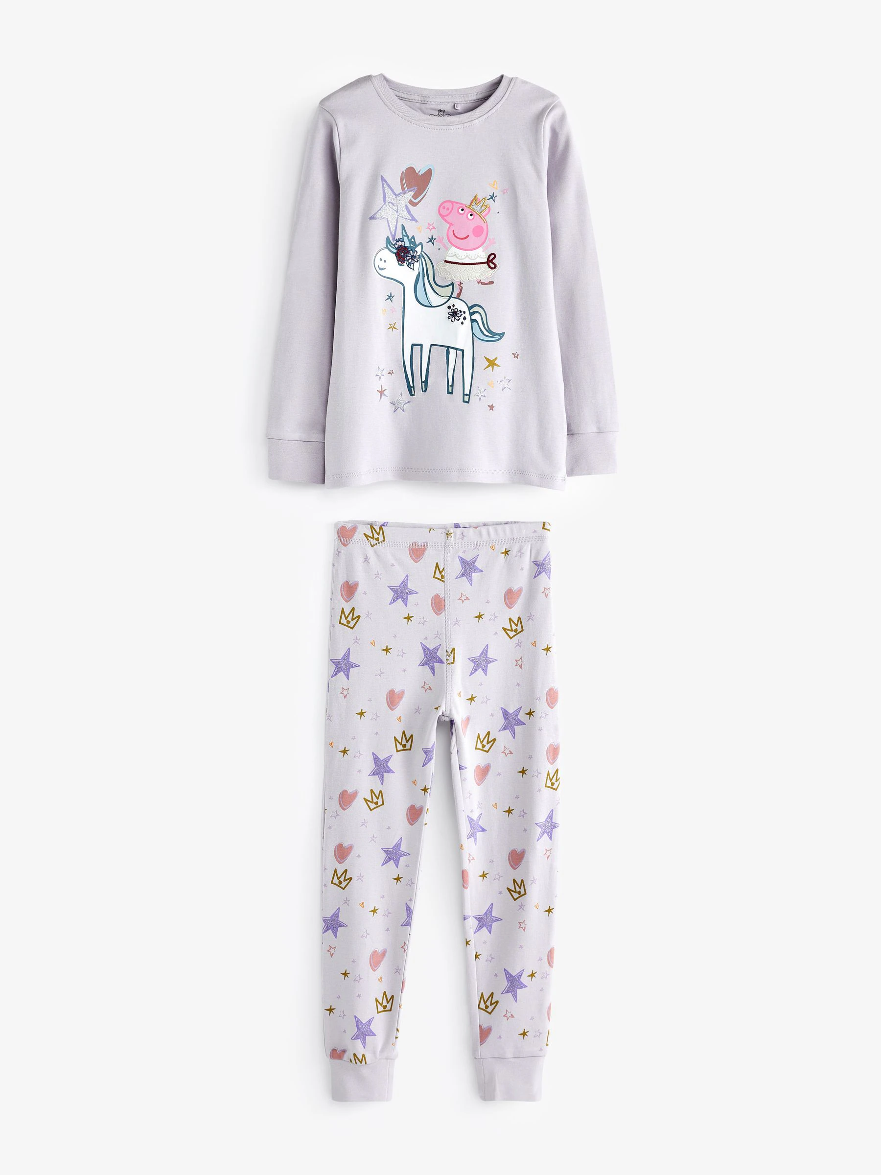 Lila/wit met Peppa Pig - Verpakking van 2 comfortabele pyjama's met licentie (9 mnd - 8 jr)