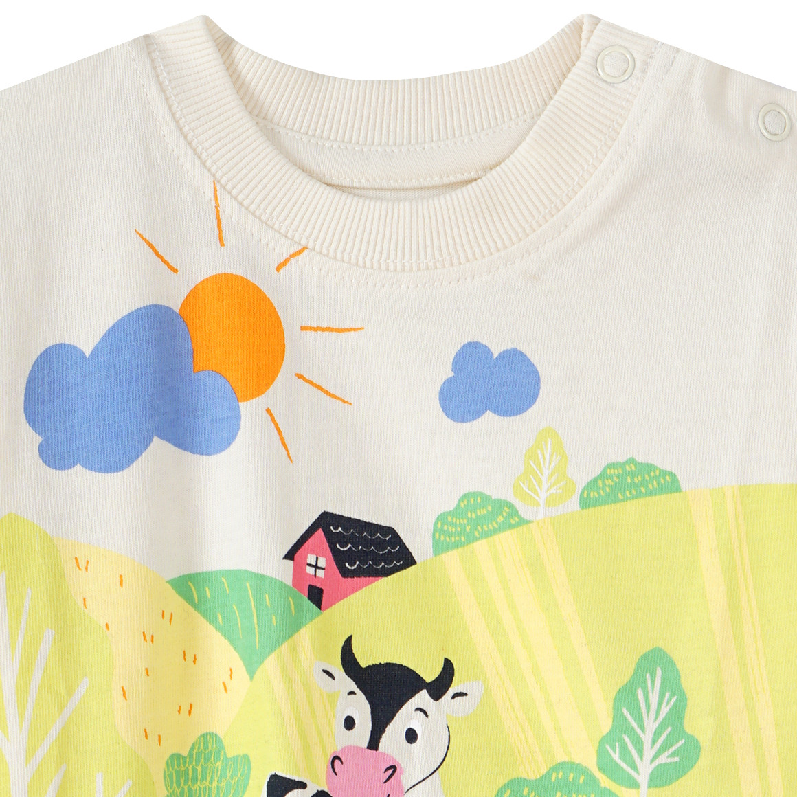 Topomini Baby T-Shirt mit Bauernhof-Print creme / bunt