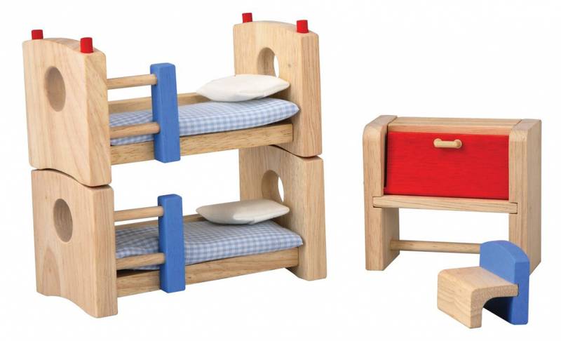 PlanToys Dukkehusmøbler i tre, Barneværelse