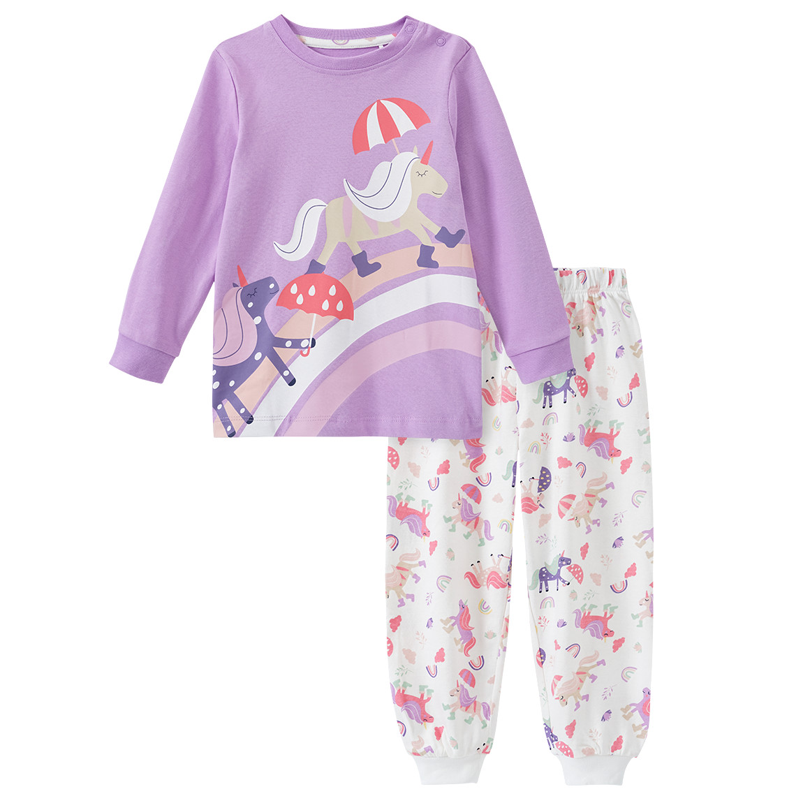 Topomini Baby Schlafanzug mit Einhorn-Motiven flieder / weiss