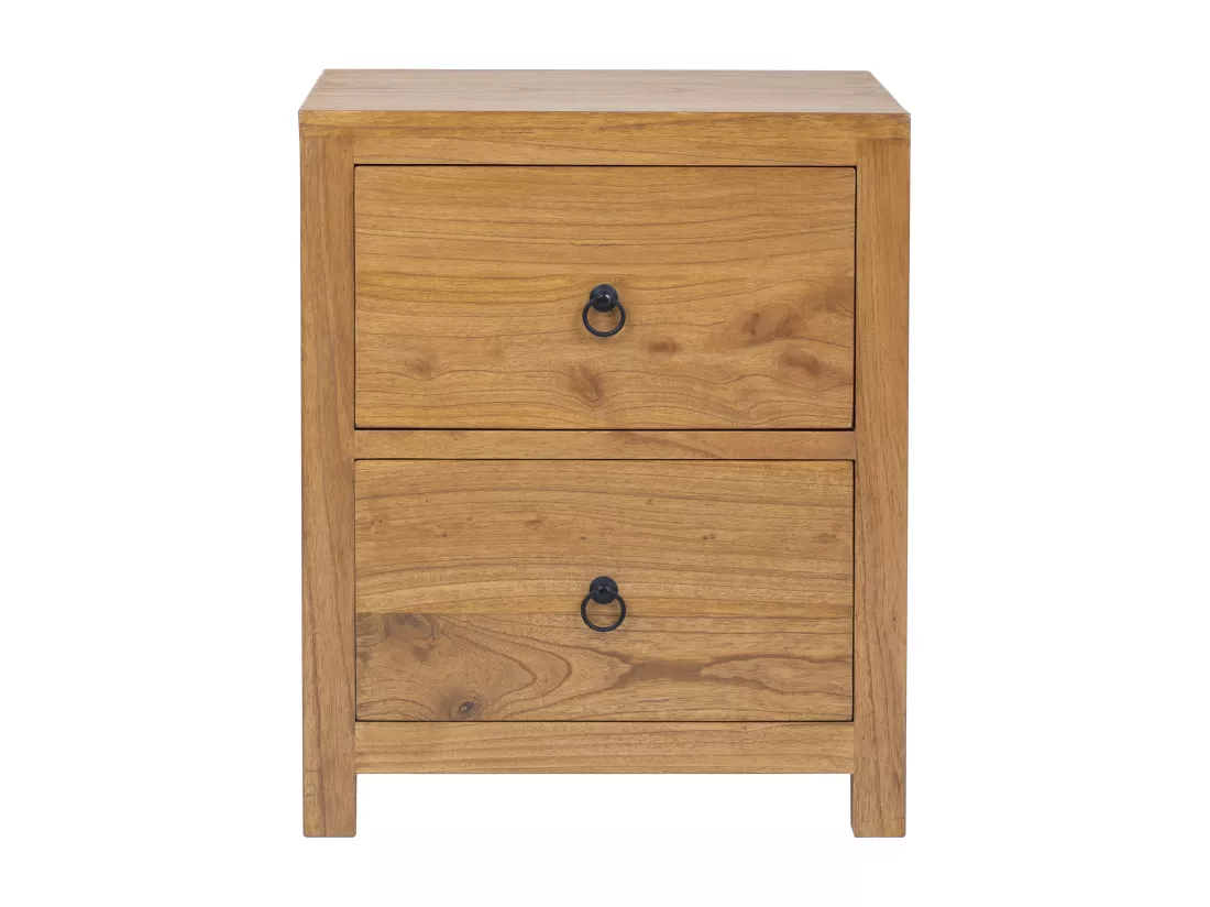 Lot de 2 tables de chevet 2 tiroirs - Bois de mindi - Naturel - PILABO