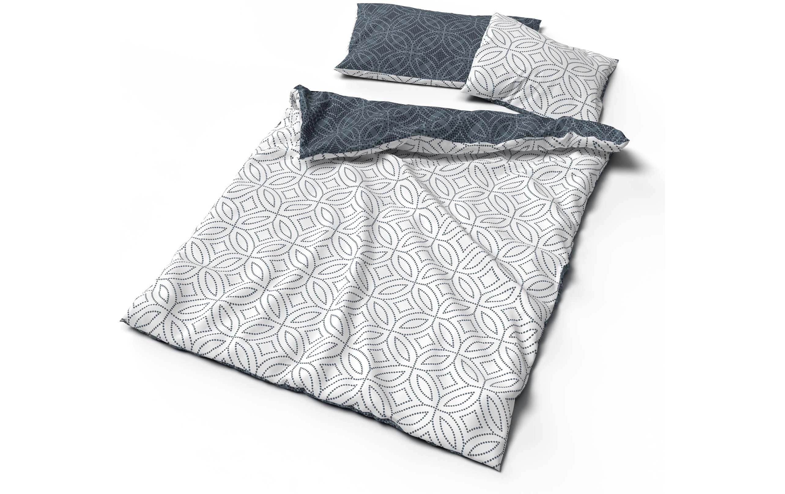 Duvetbezug Kilian 200 x 210 cm, Graphit/Weiss<br>Satin-Bettwäsche