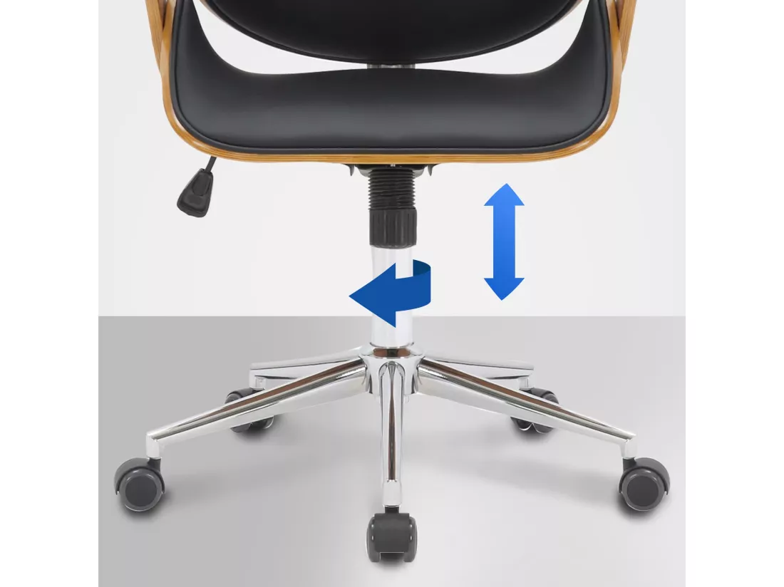 Chaise de bureau - Bois & Noir - Noyer / Noir - Chicago