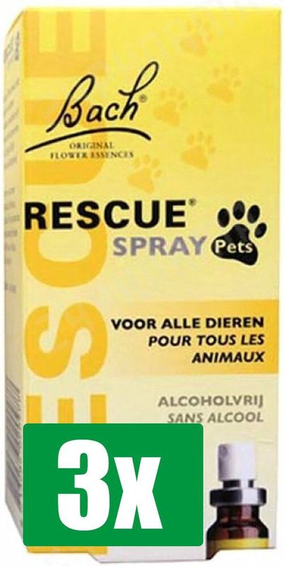 Bach - Rescue Pets - Spray - 20ml - 3 stuks - Alcoholvrij