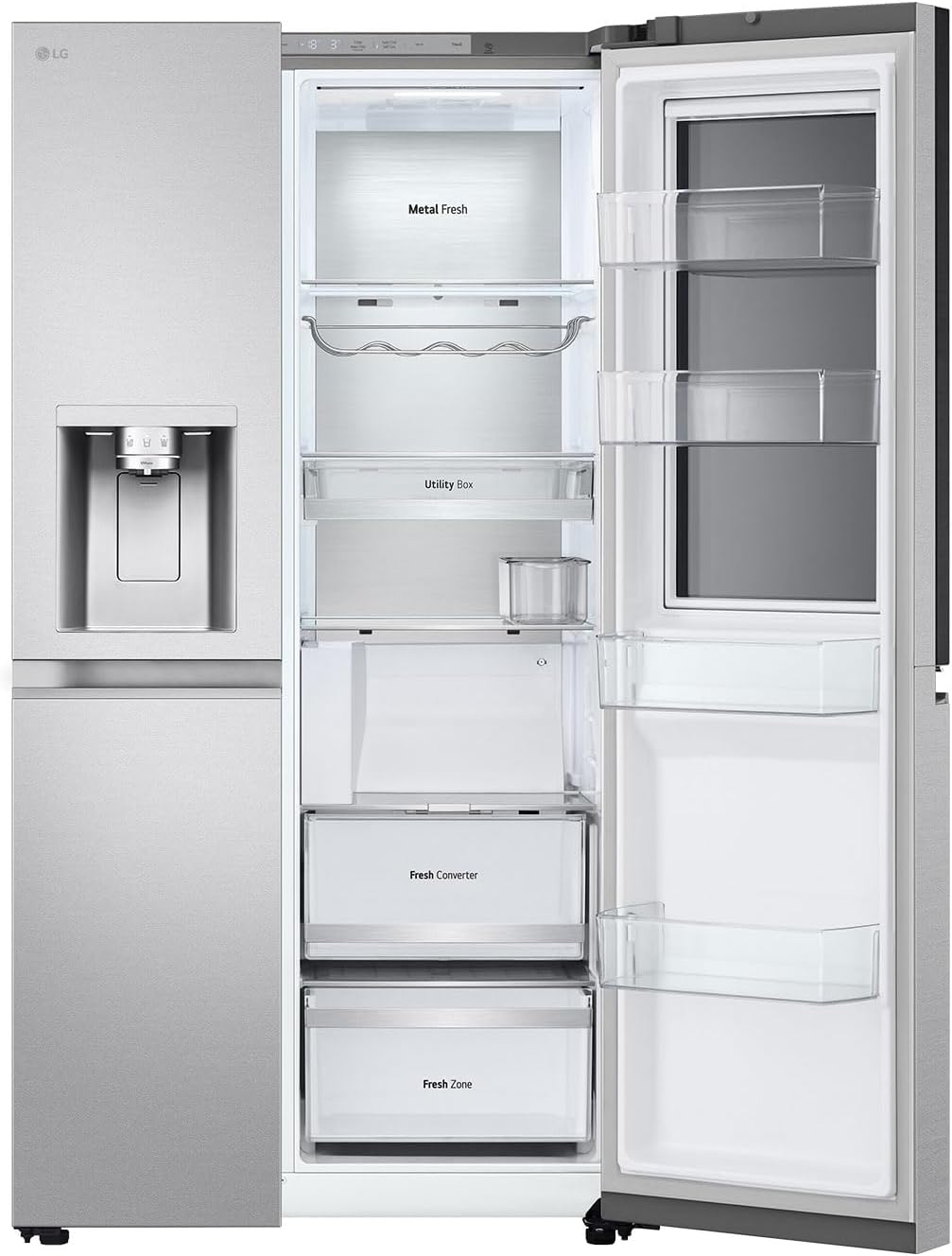 LG GSXE90MBAD Side by Side Kühlschrank mit InstaView, Klasse D, 628 Liter Kapazität, Festwasseranschluss, Metal Sorbet