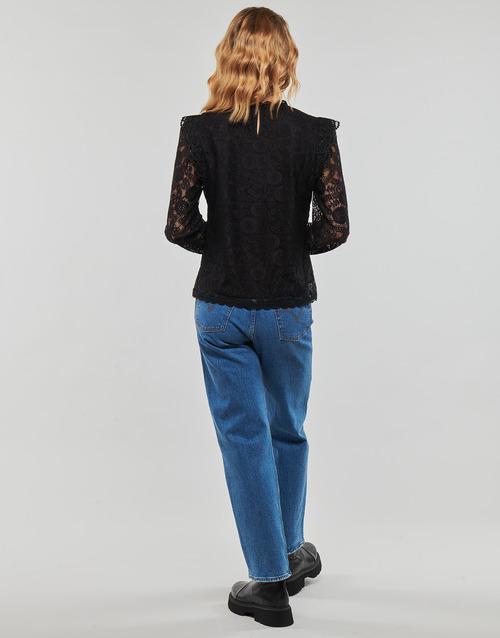 Pieces - PCOLLINE LS LACE TOP NOOS BC - Noir