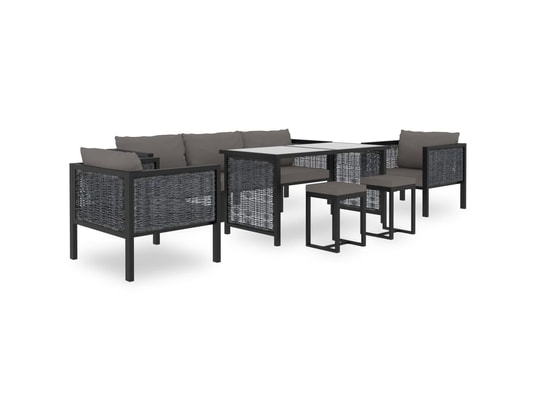 LES TENDANCES - Salon extérieur Salon de jardin-gris-7 places-72x68x64-250945