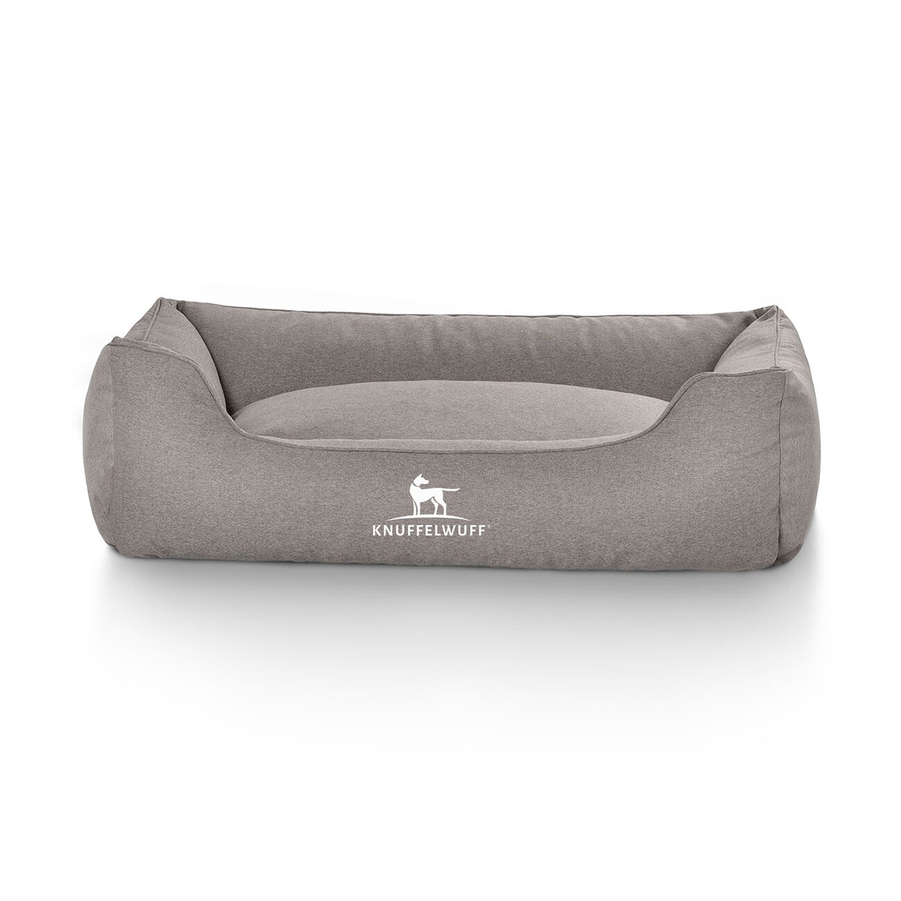 Knuffelwuff Hundebett Crispino aus Velours mit Handwebcharakter grau M-L