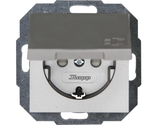 Kopp 940147554 Stopcontact met klapdeksel Athenis 55 staalkleurig