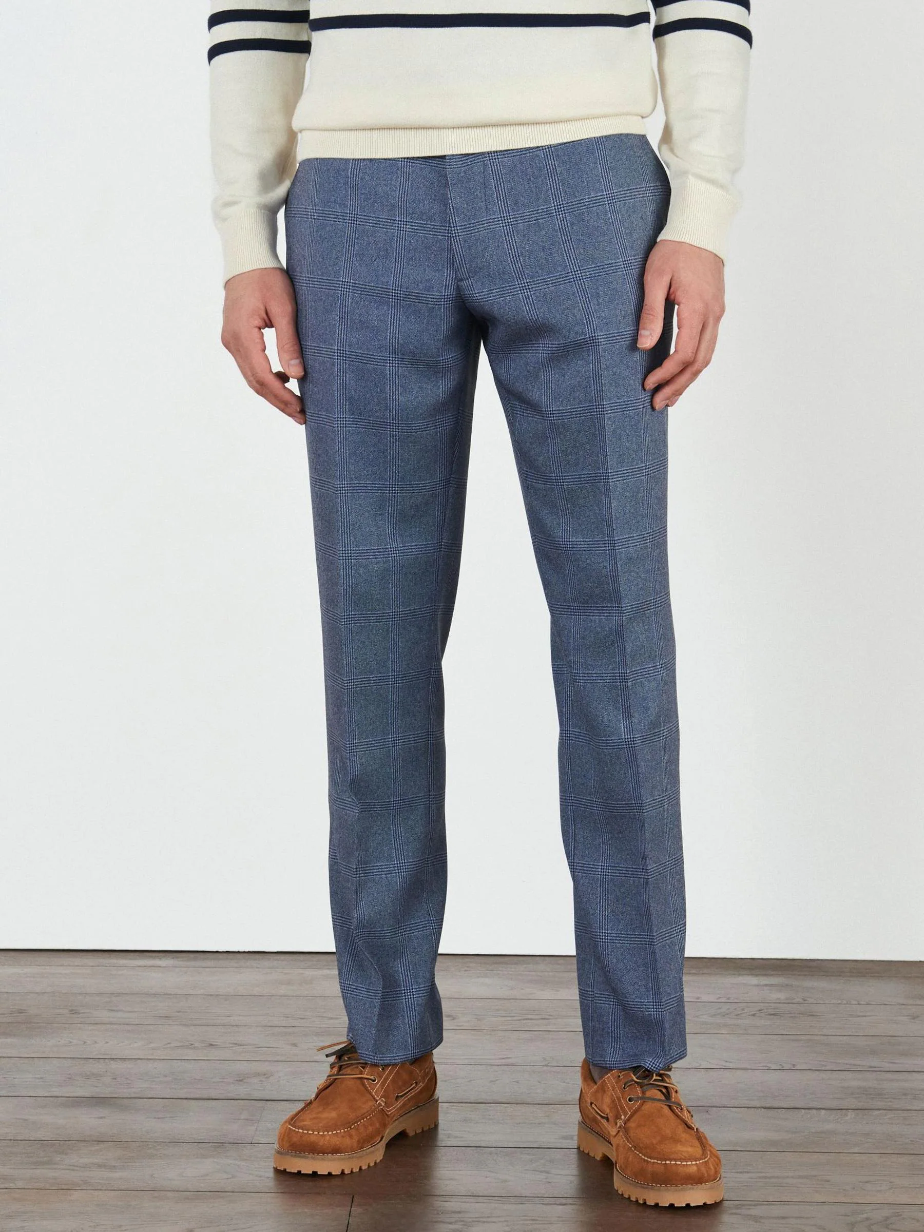 Donkerblauw - Geruite formele broek