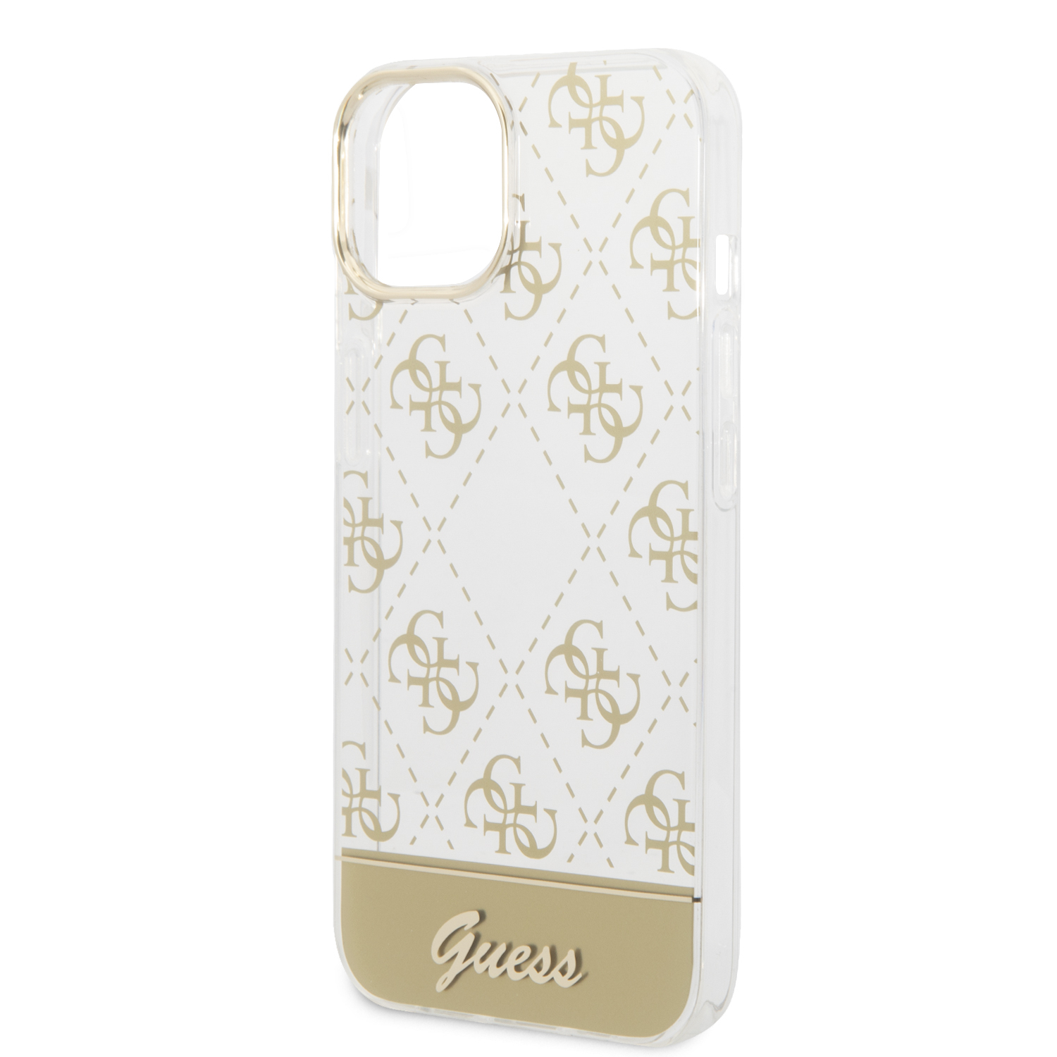 iPhone 14 Hardcase Hülle 4G Pattern Script (GUHCP14SHG4MHG) - Gold / Transparent