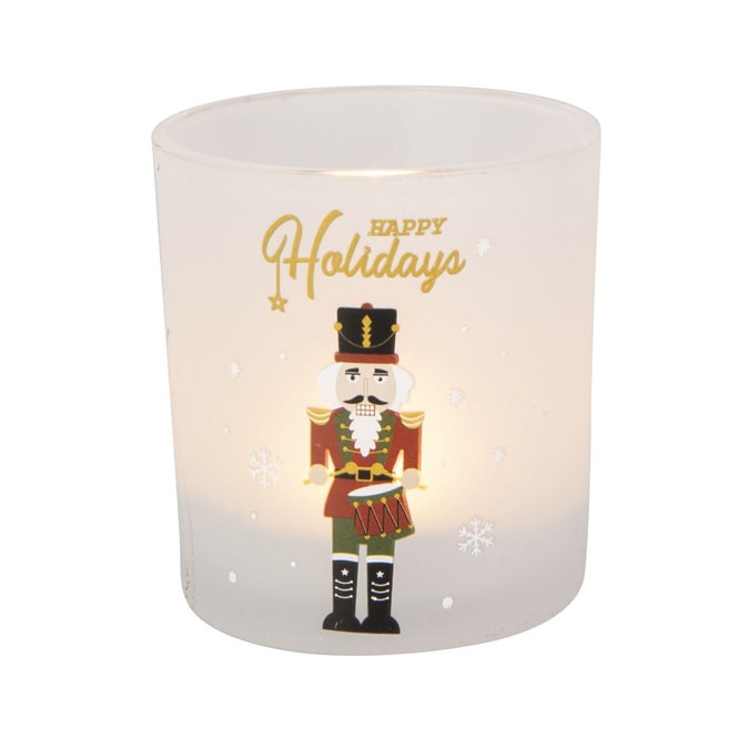 Teelichtglas - Happy Holidays - ca. 7 x 8 cm