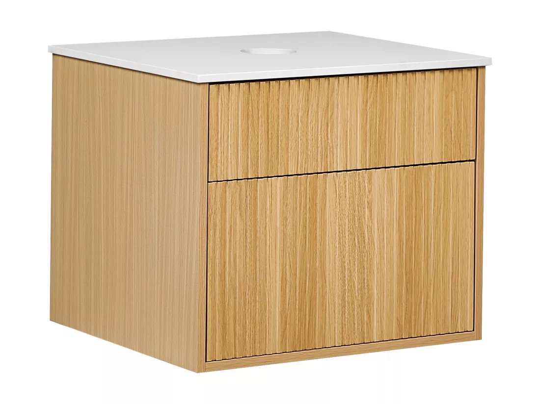 Meuble lavabo mural BEXTI 60 cm 52 cm 50 cm Marron clair