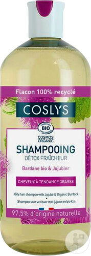 Coslys Shampoing Bio Détox Fraîcheur Cheveux À Tendance Grasse Bardane Et Jujubier Flacon 500ml