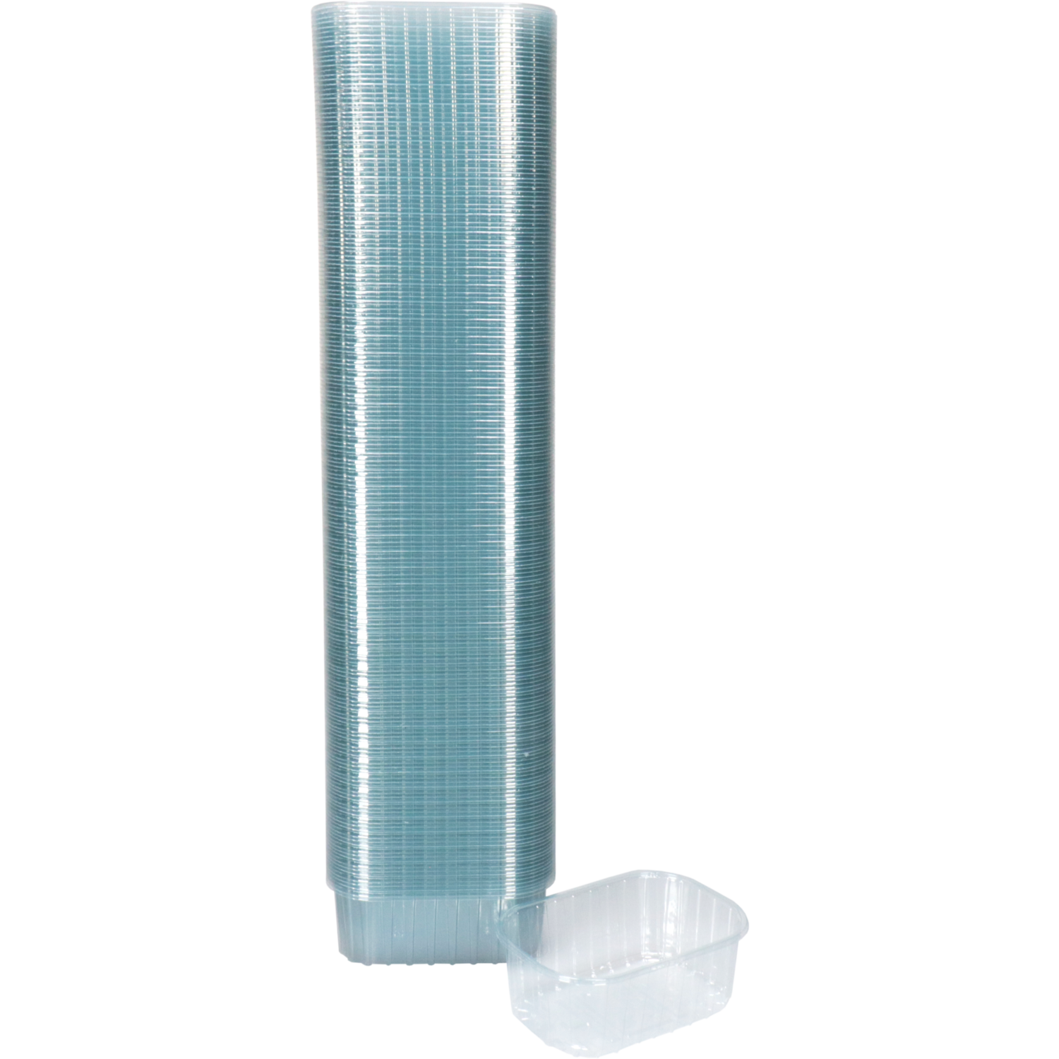 Schaal, aardbeien, gerecycled PET, rechthoekig, 250ml, 142x94x52mm, transparant