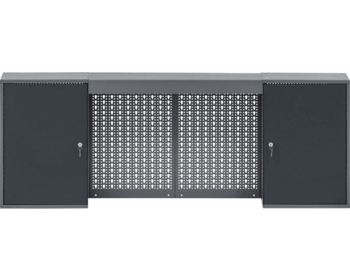 Küpper werkplaatsset antraciet 1700mm bestaande uit werkbank en bovenkast met gaatjeswand