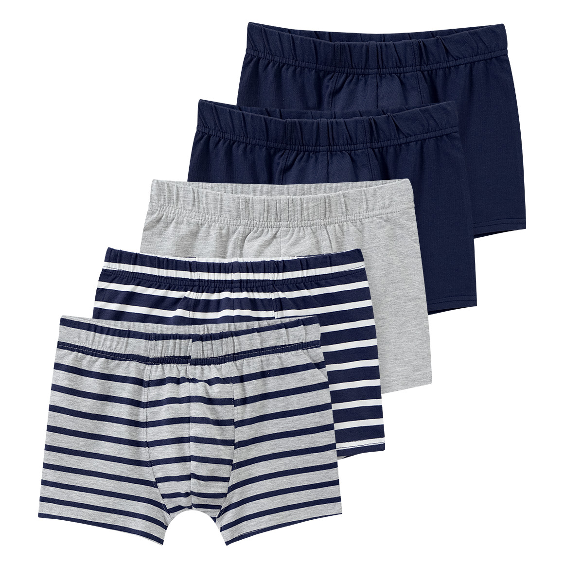 Famy 5 Jungen Boxer mit Bio Baumwolle dunkelblau / hellgrau / weiss