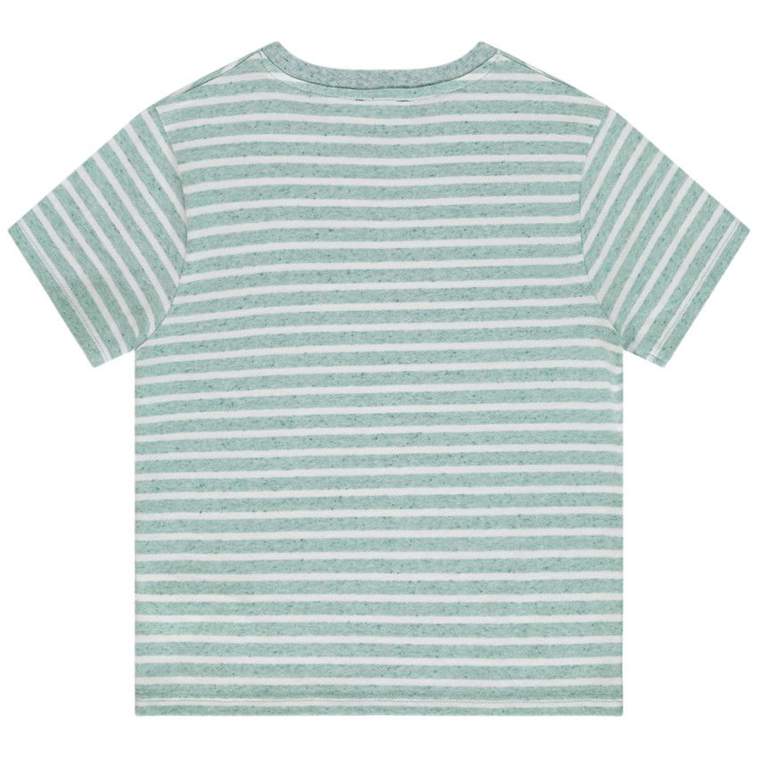 T-shirt manches courtes rayées avec print fantaisie pour garçon - Vert