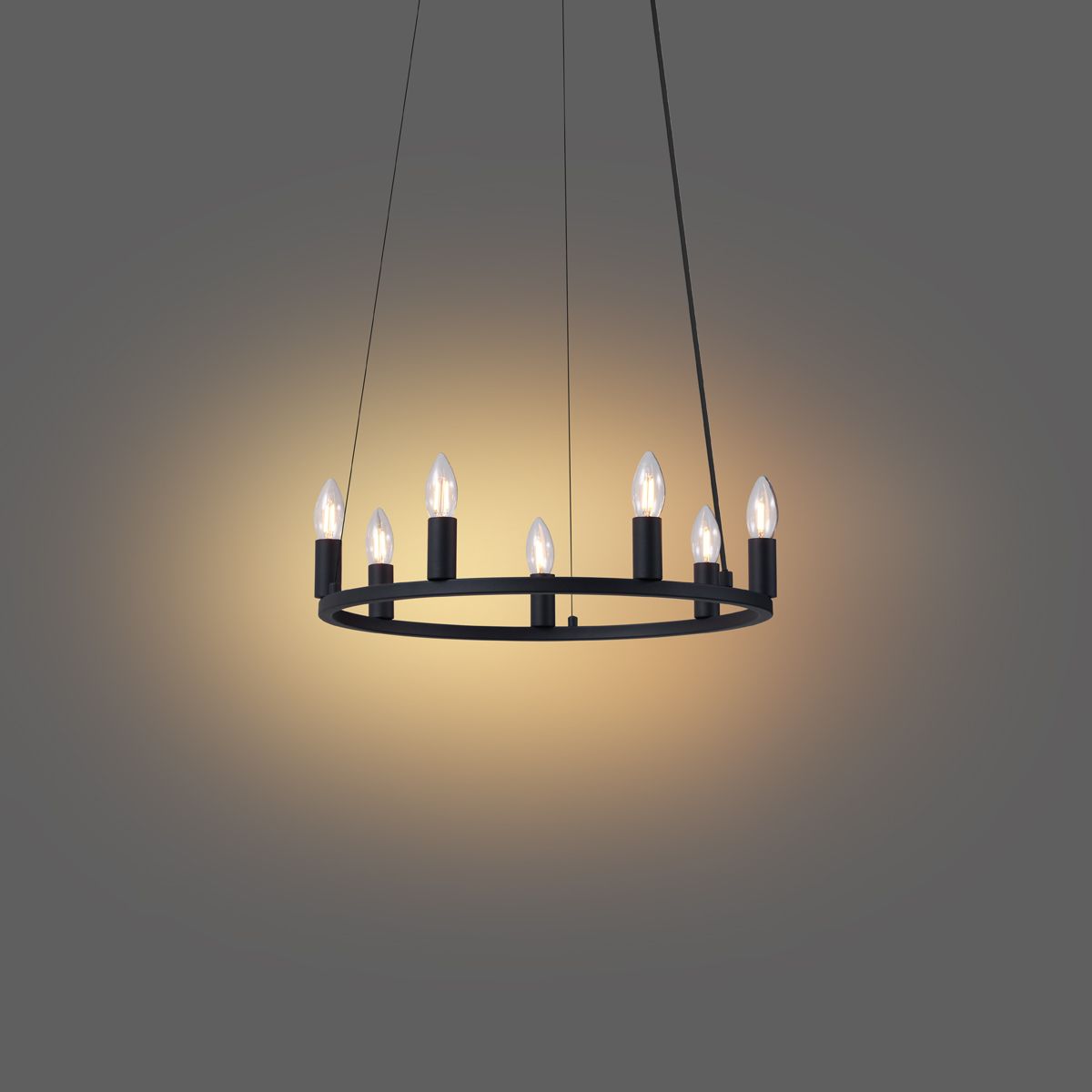 Industriële hanglamp zwart 7-lichts - Knight