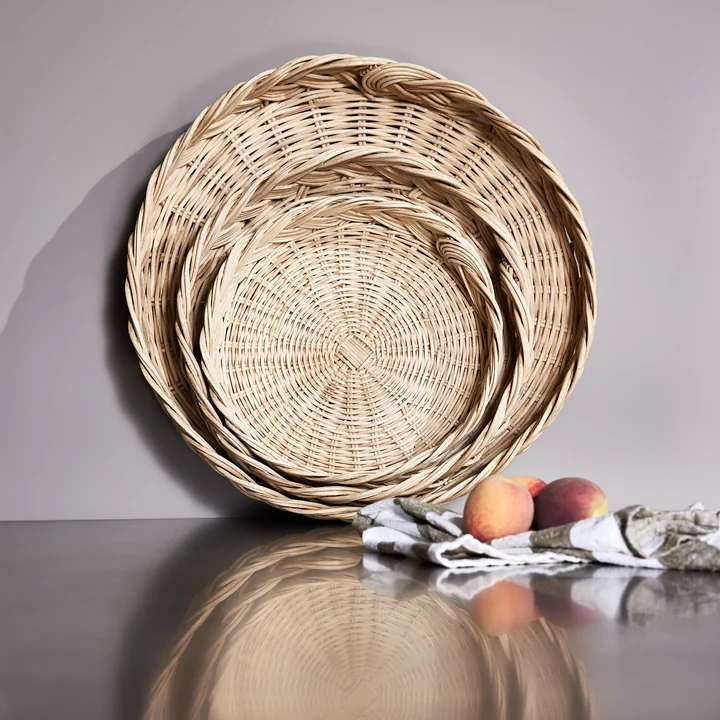 OYOY - Maru Tablett, Ø 27 cm, Rattan natur