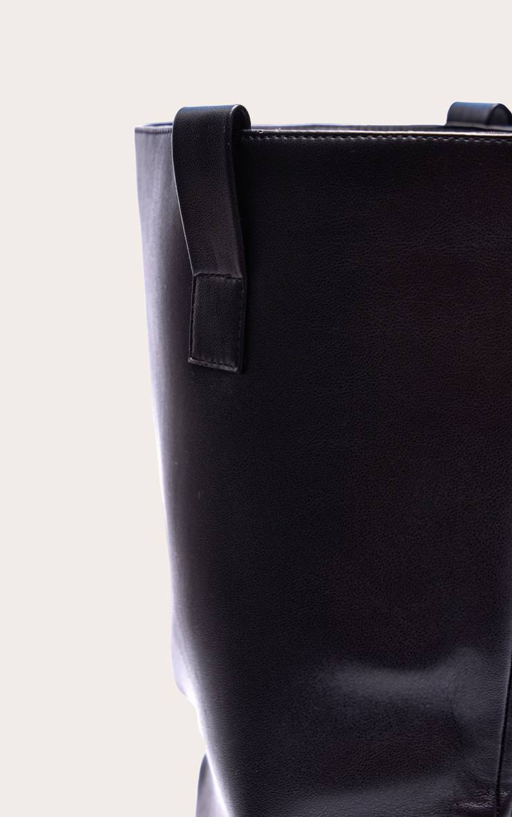 Noir Botte Cavalière Haute À Tige Large En Synthétiquecuir Souple