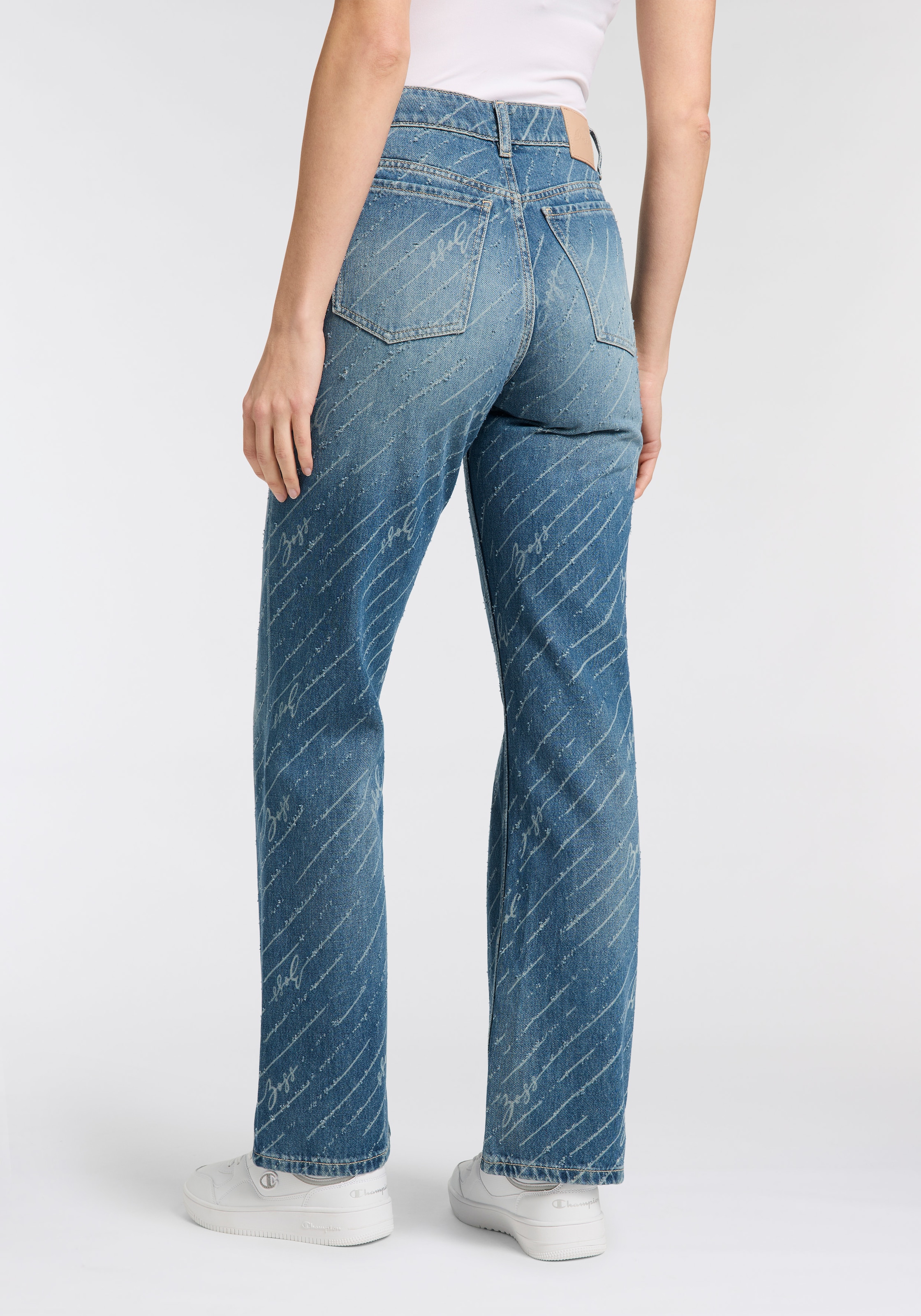 BOSS ORANGE Straight-Jeans »Ada High Rise Slim Premium Damenmode«, mit All-Over Druck