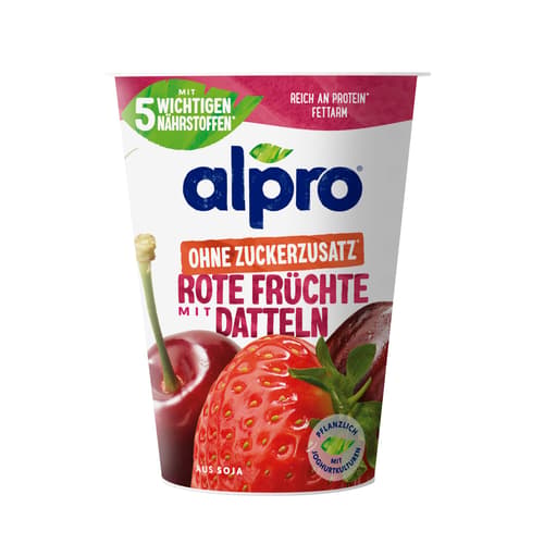 Alpro Joghurtalternative auf Soja Basis Rote Früchte mit Datteln ohne Zuckerzusatz VEGAN