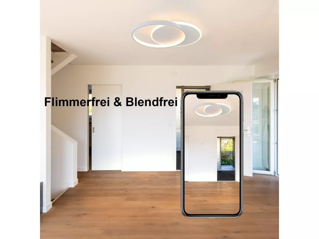 NETTLIFE Plafonnier LED Dimmable Télécommande Blanc Plafonnier 35W Moderne Plat Rond 41CM