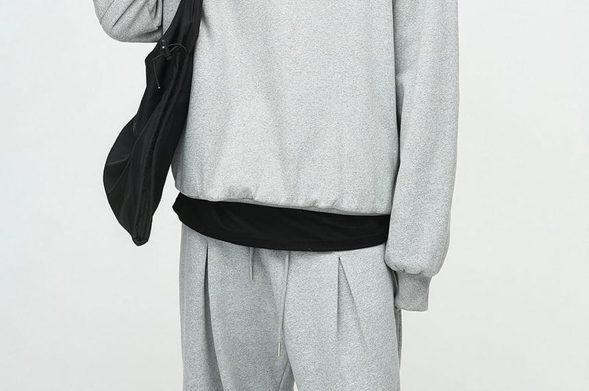 FAERIS - Sweatshirt met ronde hals en wijde pijpen / Broek met hoge taille en wijde pijpen