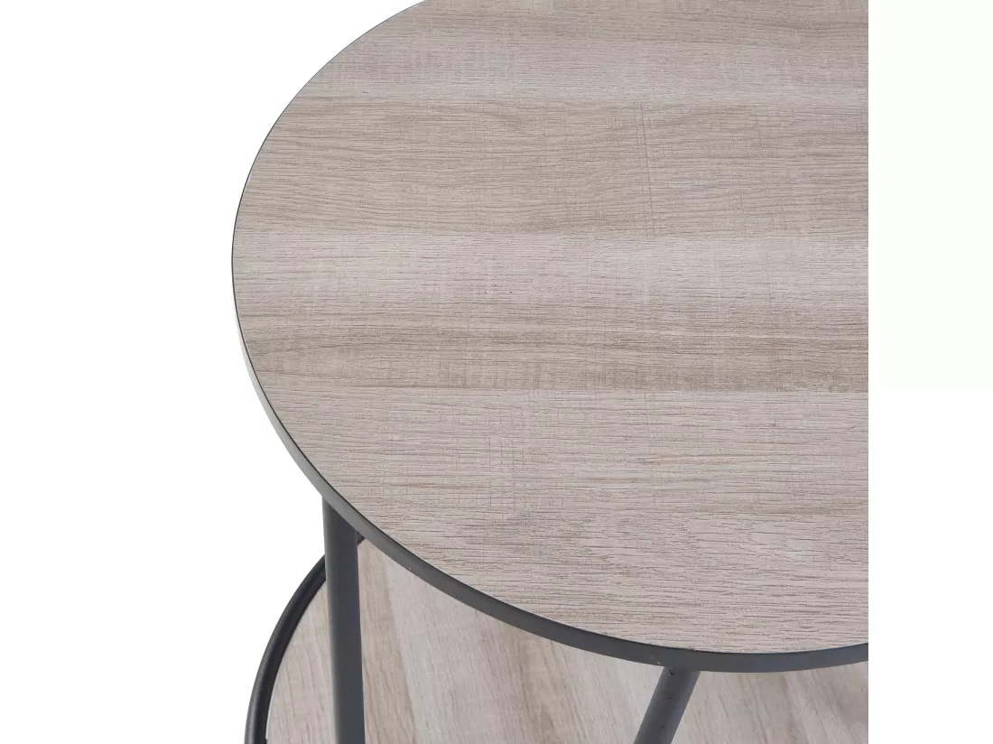 Table d'appoint Ylöjärvi avec étagère métal MDF 61 x 44 x 44 cm noir effet chêne [en.casa]