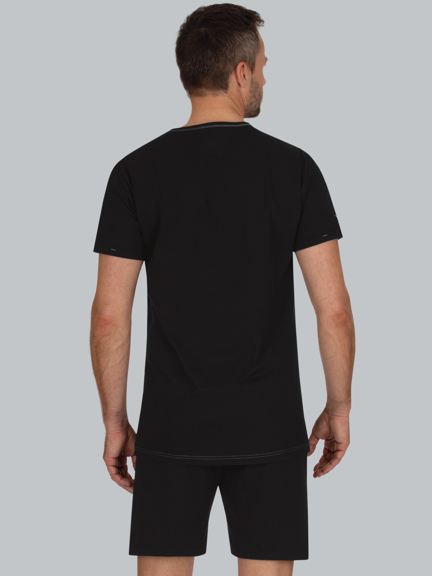 T-Shirt Knopfleiste aus Biobaumwolle Schwarz-C2C