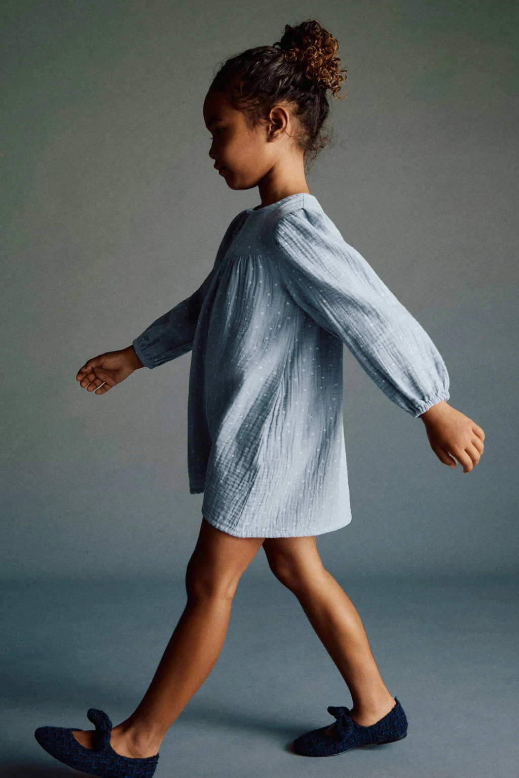 Mango Kids A-lijn jurk lichtblauw