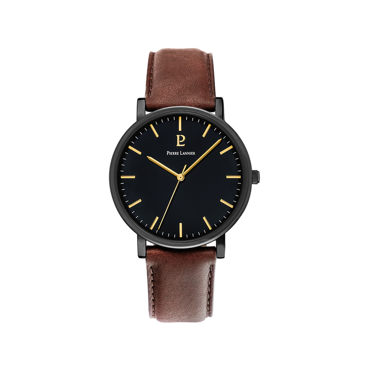 Montre PIERRE LANNIER essential homme bracelet cuir brun