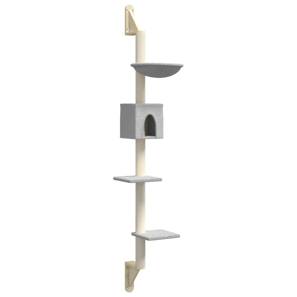 Arranhador de parede para gatos vidaXL, cinza claro, 187 cm
