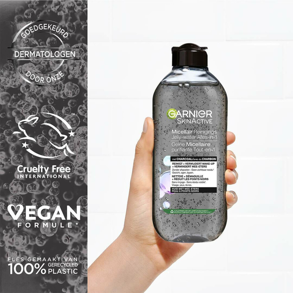 Garnier SkinActive Micellair Reinigingswater Jelly-water Alles-in-1 met Charcoal400 ml