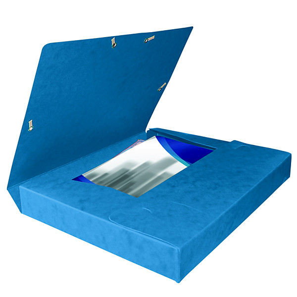 Chemises à élastiques Cartobox 7/10e dos 4 cm coloris bleu, lot de 10
