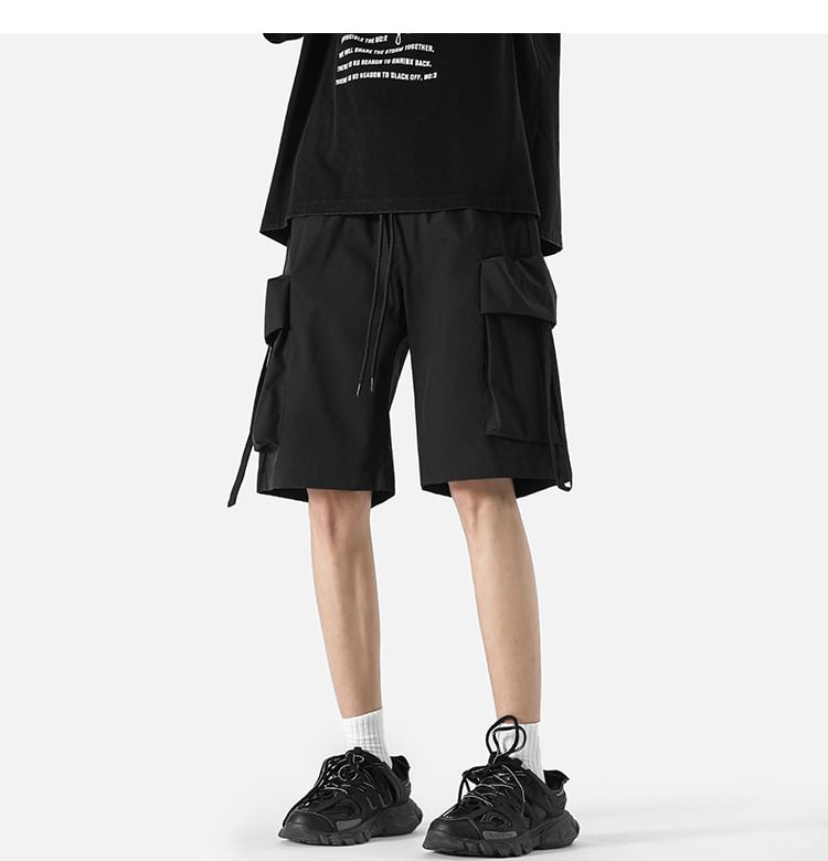 Cowpow - Mid Rise Plain Cargo Shorts