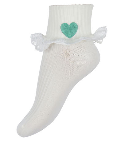 Mini Rodini Strømper - Hearts Lace - Hvid