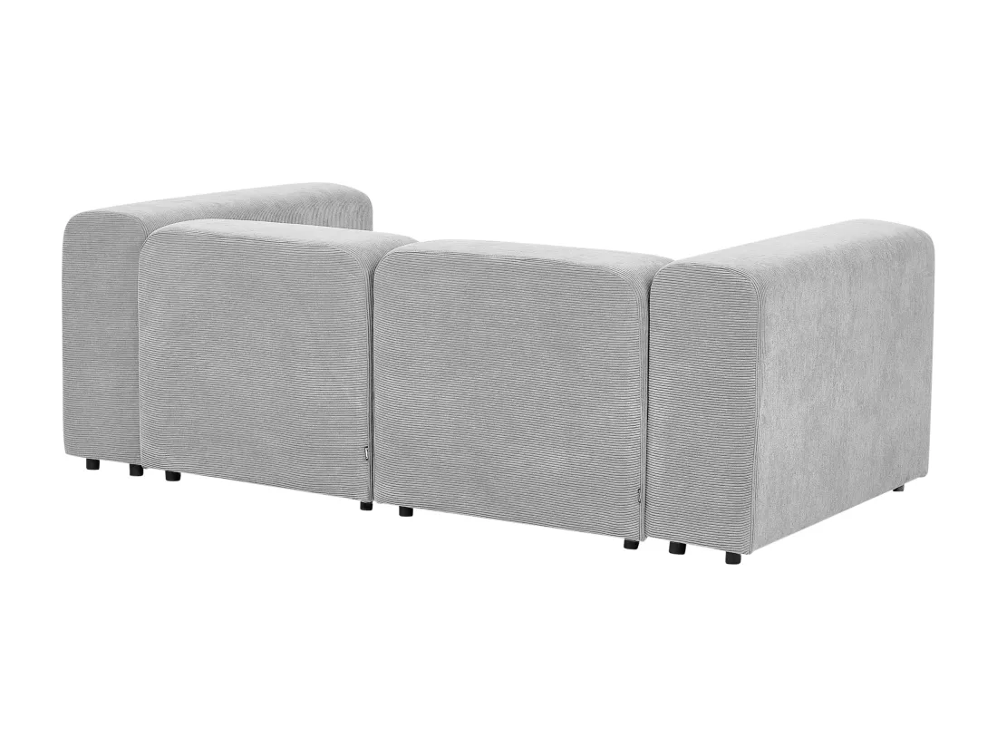 Canapé 2 places modulable avec ottoman en velours côtelé gris FALSTERBO