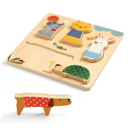Djeco Relief Puzzle: Woodypets, 5 Teile