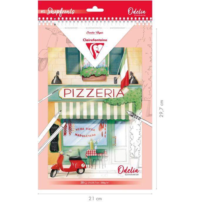 ODELIA, Bloc de coloriage multi-techniques de 20 feuilles A4 250g, Les vitrines